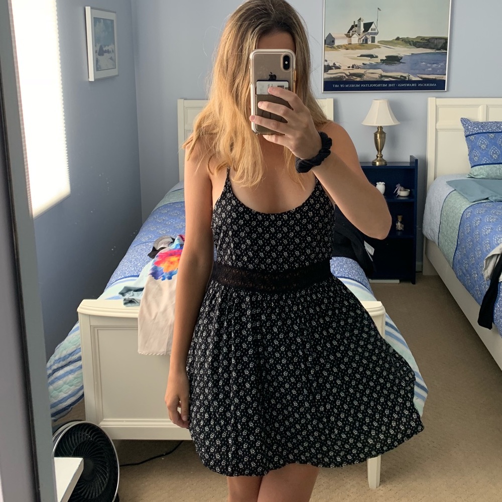 Urban Outfitters black side-zip sun dress.